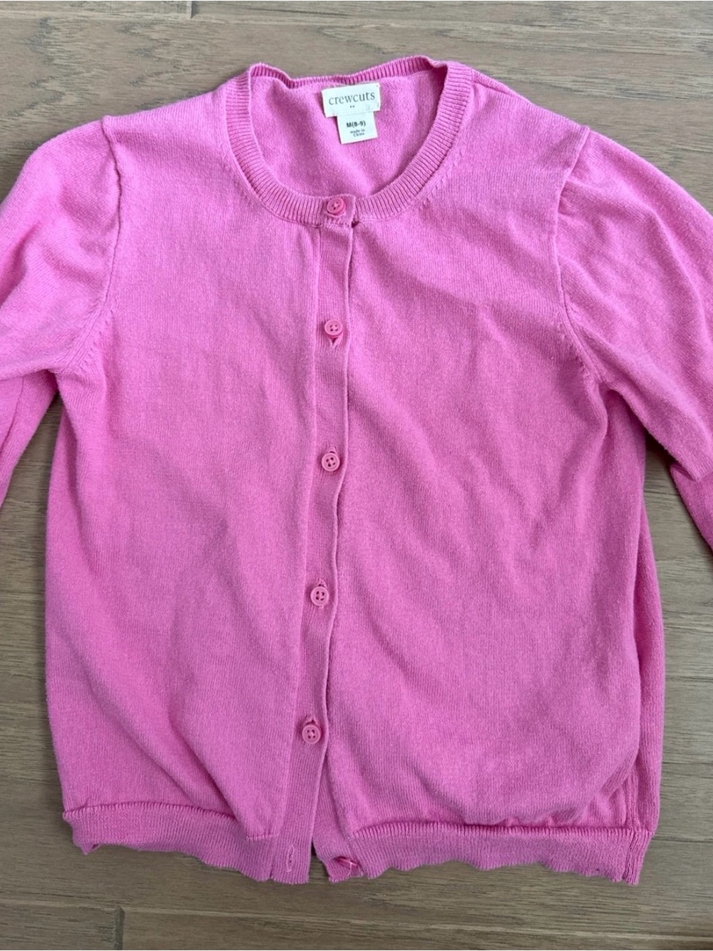 Girls J crew Crew cuts pink button long sleeved Cardigan size M 8-9